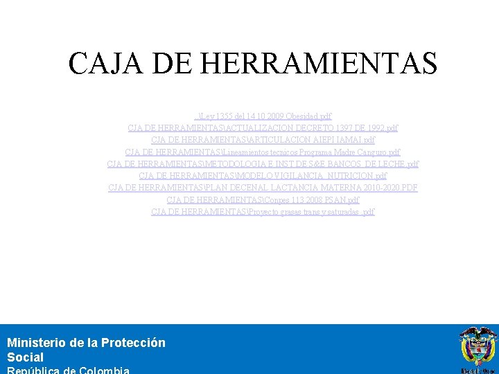 CAJA DE HERRAMIENTAS. . Ley 1355 del 14 10 2009 Obesidad. pdf CJA DE