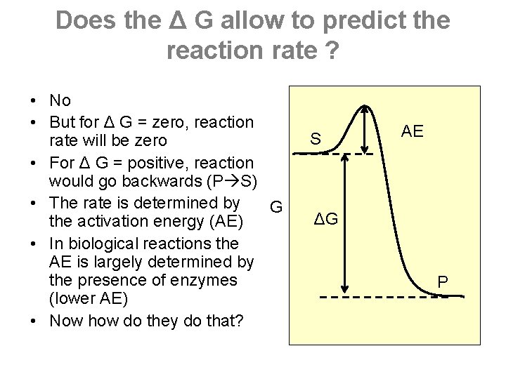 Does the Δ G allow to predict the reaction rate ? • No •