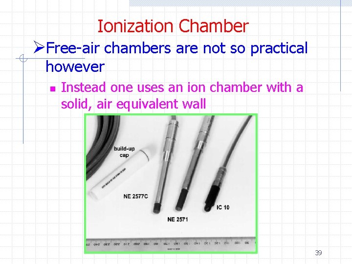 Ionization Chamber ØFree-air chambers are not so practical however n Instead one uses an