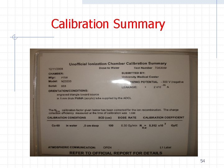 Calibration Summary 54 