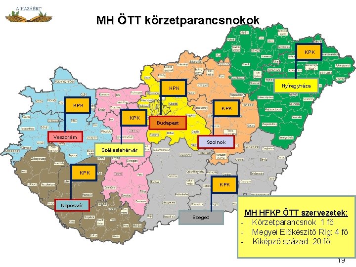 MH ÖTT körzetparancsnokok KPK Nyíregyháza KPK KPK Veszprém Budapest Szolnok Székesfehérvár KPK Kaposvár Szeged