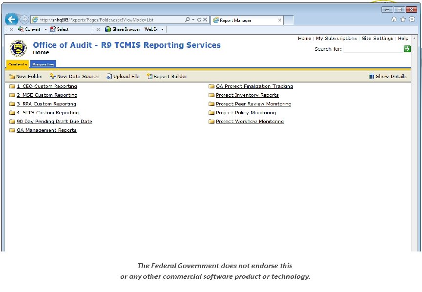 TIGTA Snapshot: MIS Suite-Wide Custom Reporting 