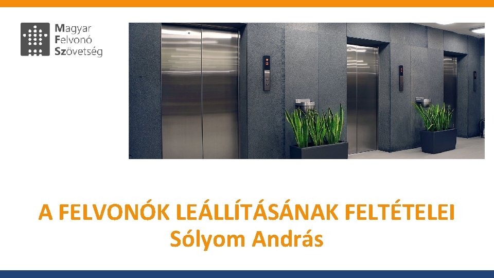 A FELVONÓK LEÁLLÍTÁSÁNAK FELTÉTELEI Sólyom András 