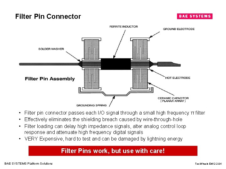 Filter Pin Connector • Filter pin connector passes each I/O signal through a small