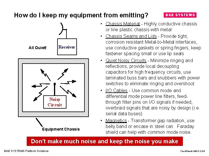 How do I keep my equipment from emitting? Receiver All Quiet! Noisy Circuit Equipment