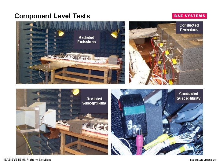 Component Level Tests Conducted Emissions Radiated Susceptibility BAE SYSTEMS Platform Solutions Conducted Susceptibility Tac