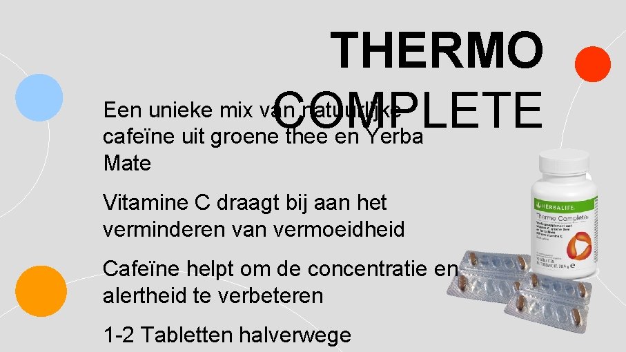 THERMO Een unieke mix van natuurlijke COMPLETE cafeïne uit groene thee en Yerba Mate