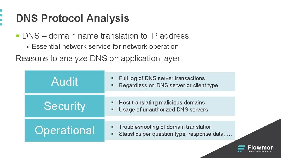 DNS Protocol Analysis § DNS – domain name translation to IP address § Essential