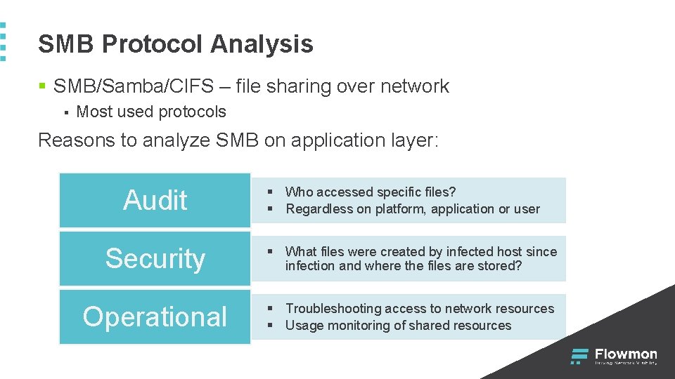 SMB Protocol Analysis § SMB/Samba/CIFS – file sharing over network § Most used protocols