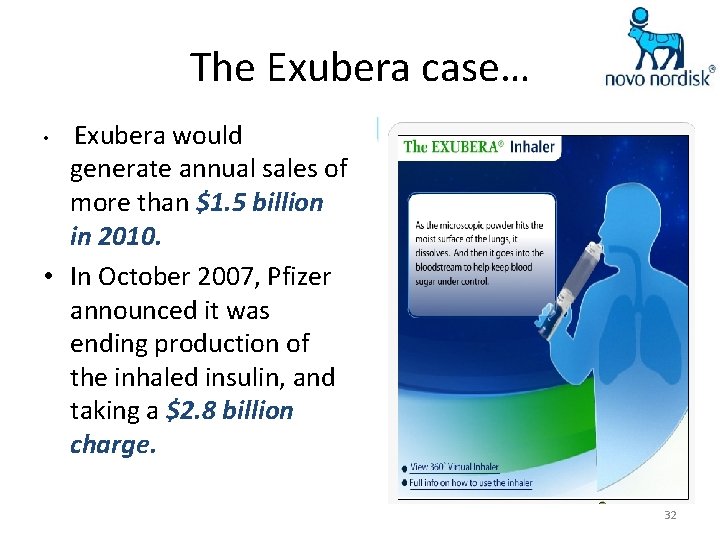 The Exubera case… Exubera would generate annual sales of more than $1. 5 billion