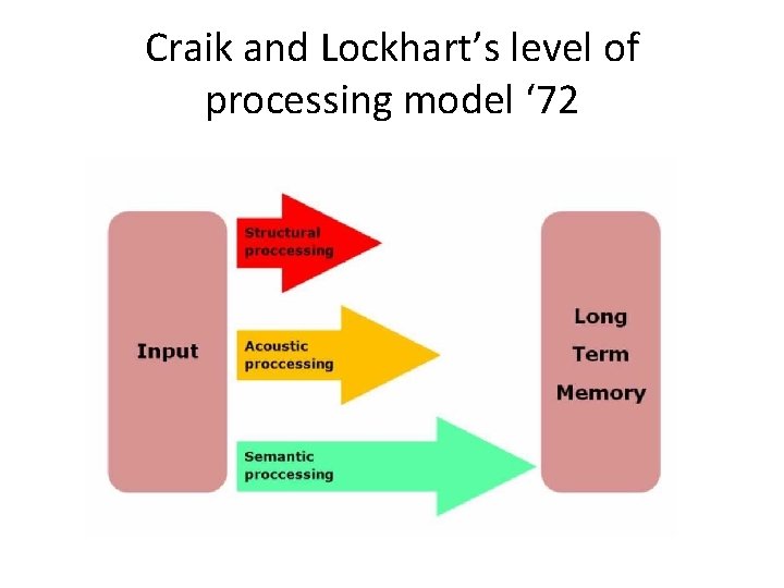 Craik and Lockhart’s level of processing model ‘ 72 