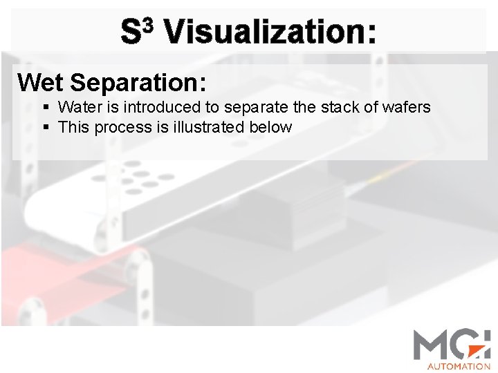 3 S Visualization: Wet Separation: § Water is introduced to separate the stack of
