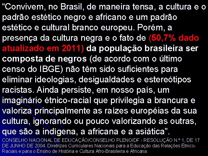 “Convivem, no Brasil, de maneira tensa, a cultura e o padrão estético negro e