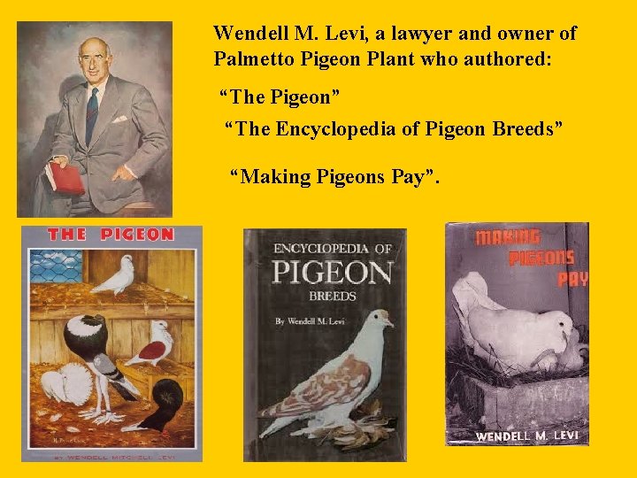 Wendell M. Levi, a lawyer and owner of Palmetto Pigeon Plant who authored: “The