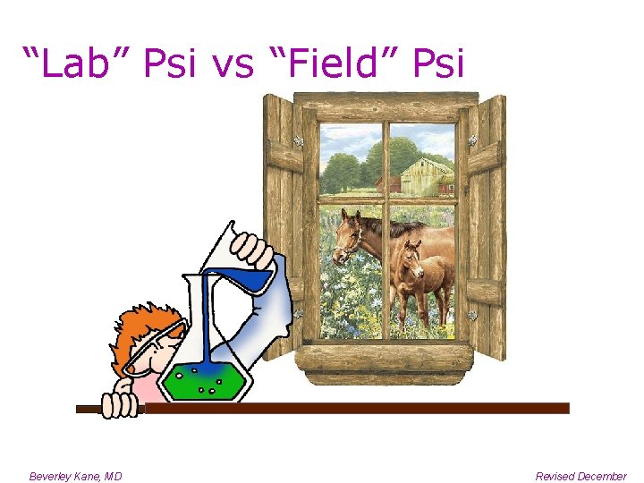 “Lab” Psi vs “Field” Psi Beverley Kane, MD Revised December 