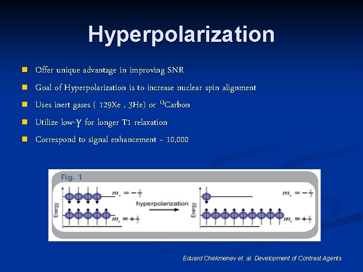 Hyperpolarization n n Offer unique advantage in improving SNR Goal of Hyperpolarization is to