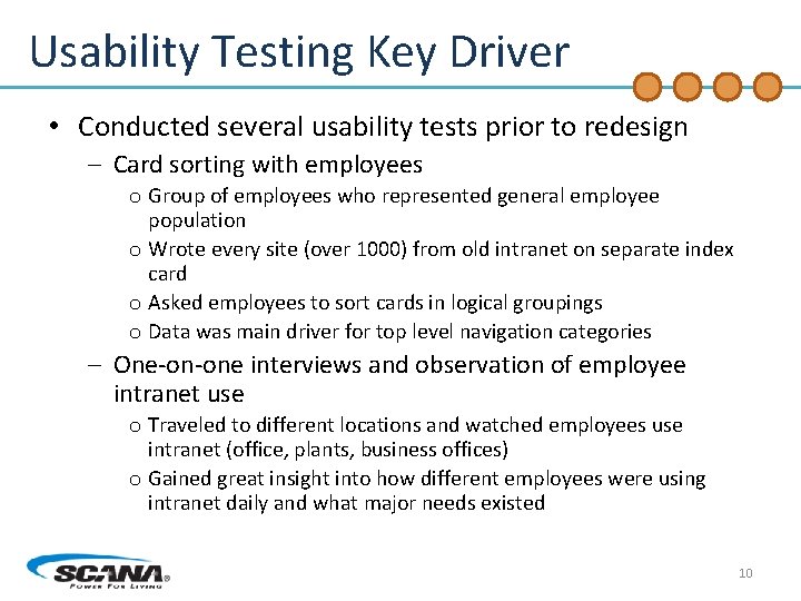 Usability Testing Key Driver • Conducted several usability tests prior to redesign – Card