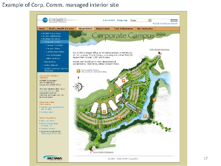 Example of Corp. Comm. managed interior site 17 