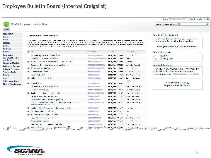 Employee Bulletin Board (internal Craigslist) 39 