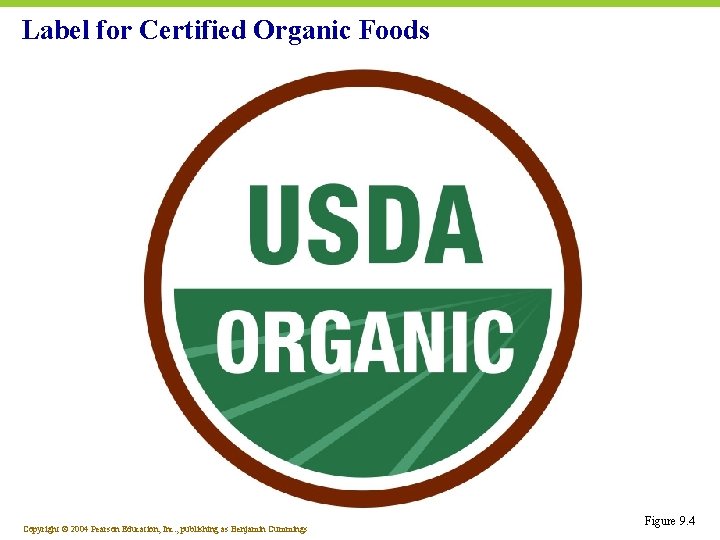 Label for Certified Organic Foods Copyright © 2004 Pearson Education, Inc. , publishing as