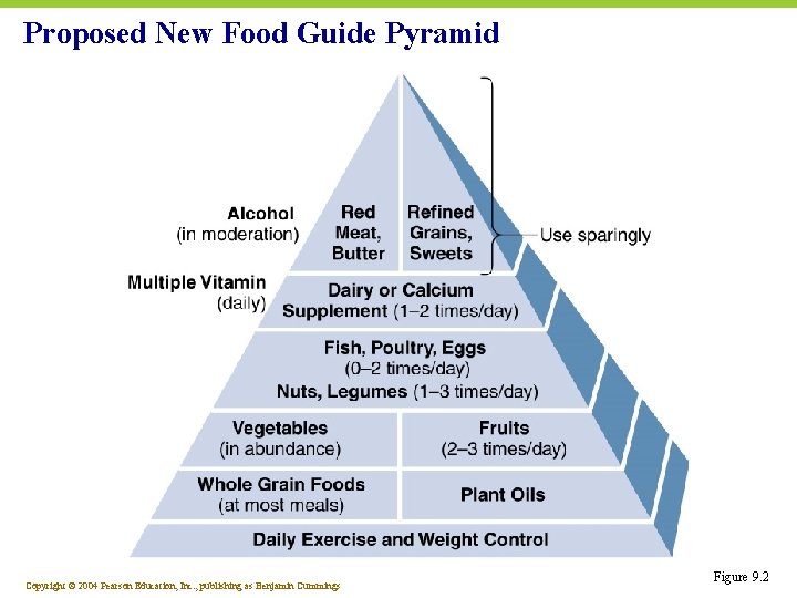 Proposed New Food Guide Pyramid Copyright © 2004 Pearson Education, Inc. , publishing as