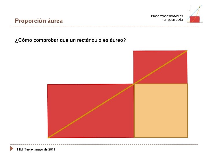 Proporción áurea ¿Cómo comprobar que un rectángulo es áureo? TTM Teruel, mayo de 2011