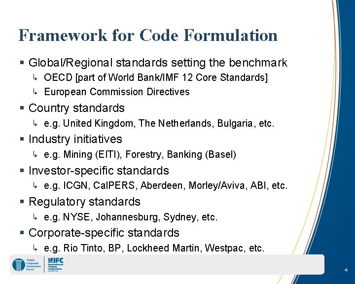 Framework for Code Formulation § Global/Regional standards setting the benchmark ↳ OECD [part of