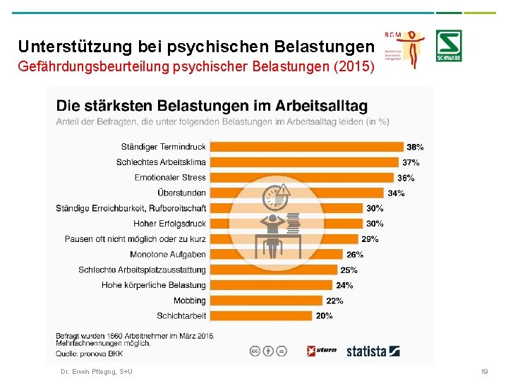 Unterstützung bei psychischen Belastungen Gefährdungsbeurteilung psychischer Belastungen (2015) Dr. Erwin Pflegng, S+U 19 