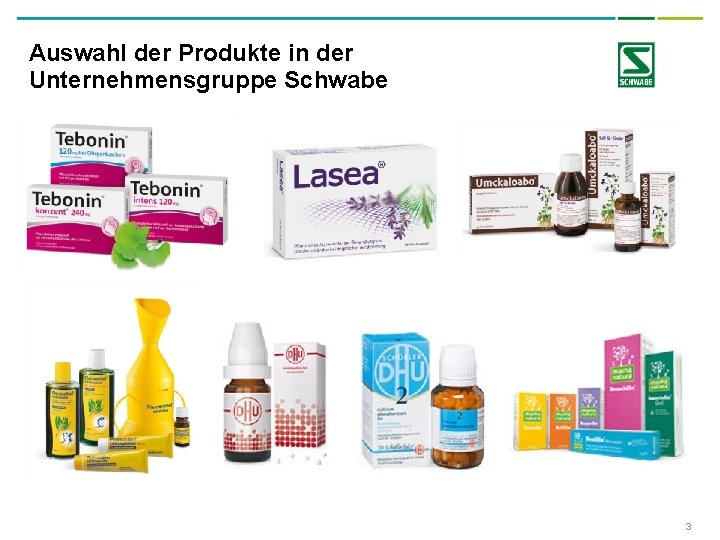 Auswahl der Produkte in der Unternehmensgruppe Schwabe 3 