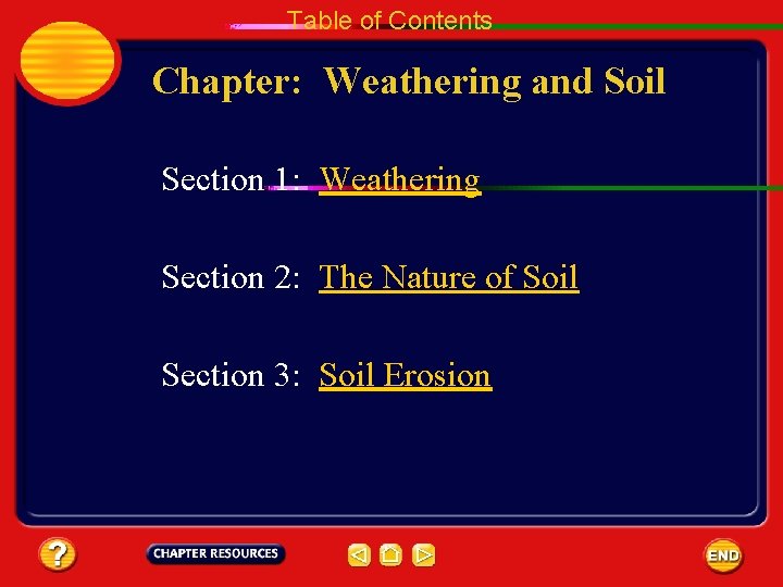 Table of Contents Chapter: Weathering and Soil Section 1: Weathering Section 2: The Nature