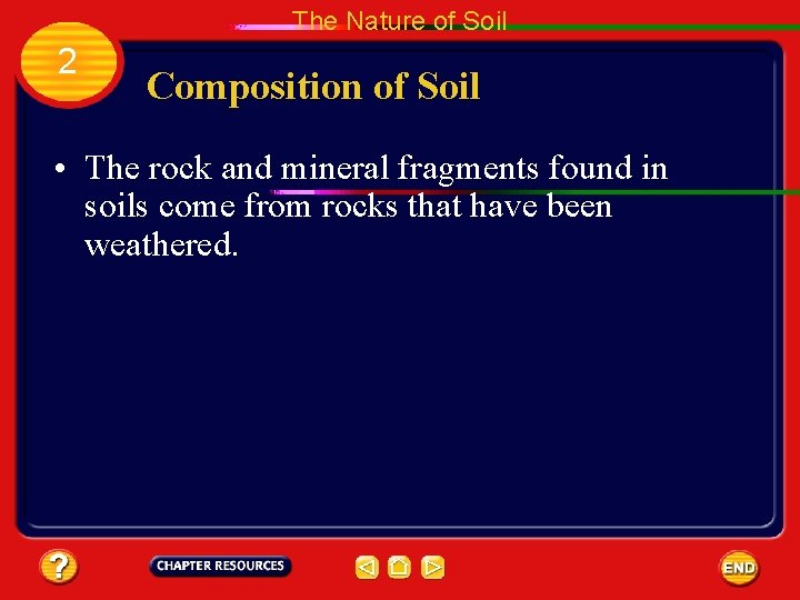 The Nature of Soil 2 Composition of Soil • The rock and mineral fragments