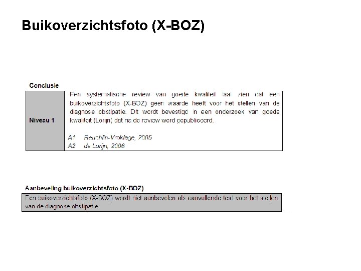 Buikoverzichtsfoto (X-BOZ) Buikoverzichtsfoto (X-BOZ)