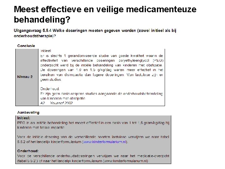 Meest effectieve en veilige medicamenteuze behandeling? Meest effectieve en veilige medicamenteuze behandeling?