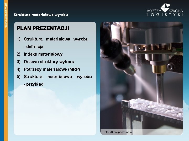 Struktura materiałowa wyrobu 1) Struktura materiałowa wyrobu - definicja 2) Indeks materiałowy 3) Drzewo