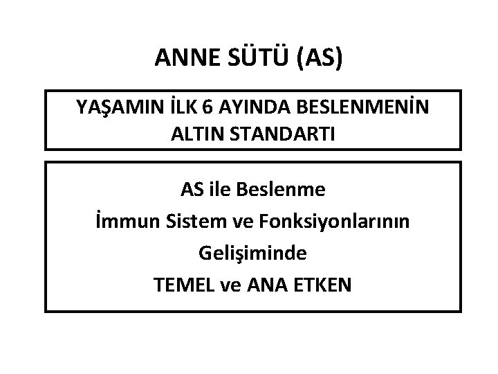 ANNE SÜTÜ (AS) YAŞAMIN İLK 6 AYINDA BESLENMENİN ALTIN STANDARTI AS ile Beslenme İmmun