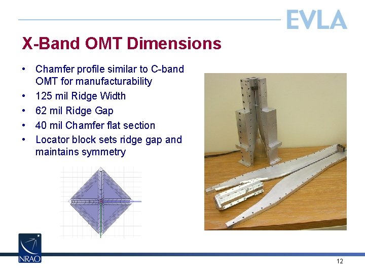 X-Band OMT Dimensions • Chamfer profile similar to C-band OMT for manufacturability • 125
