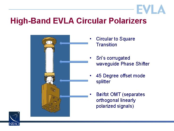 High-Band EVLA Circular Polarizers • Circular to Square Transition • Sri’s corrugated waveguide Phase