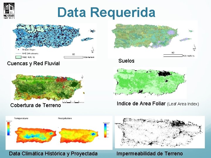 Data Requerida Cuencas y Red Fluvial Suelos Cobertura de Terreno Indice de Area Foliar