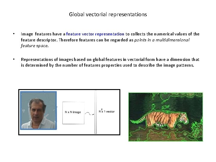 Global vectorial representations • Image features have a feature vector representation to collects the