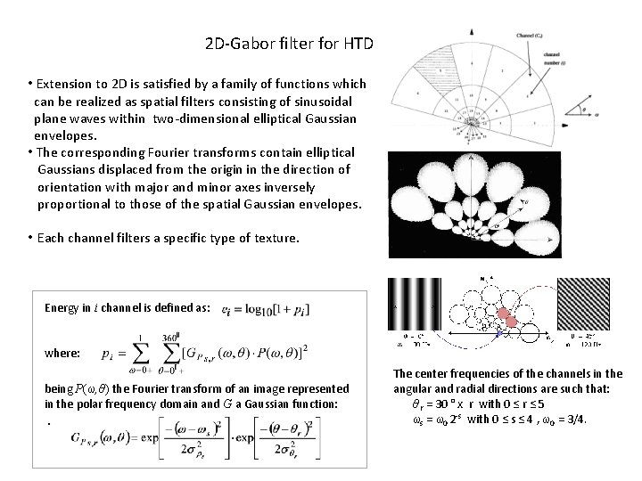 2 D-Gabor filter for HTD • Extension to 2 D is satisfied by a