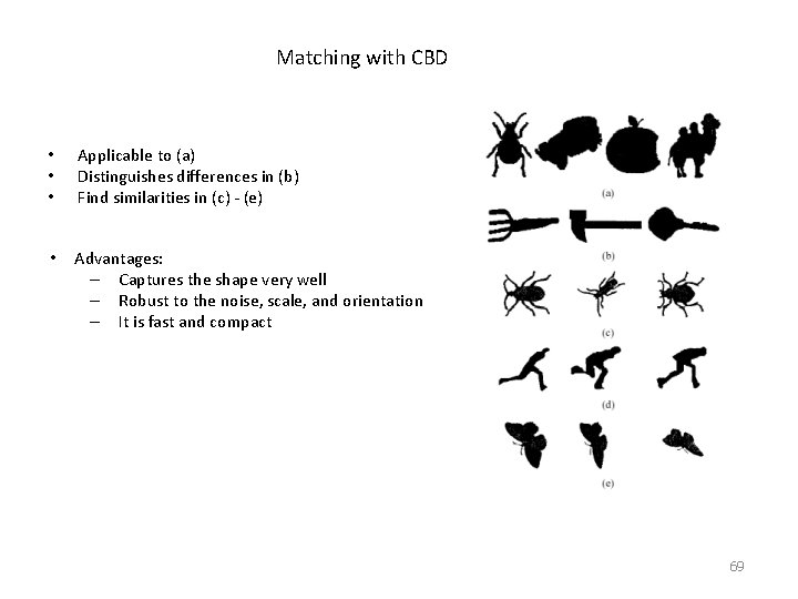 Matching with CBD • • • Applicable to (a) Distinguishes differences in (b) Find