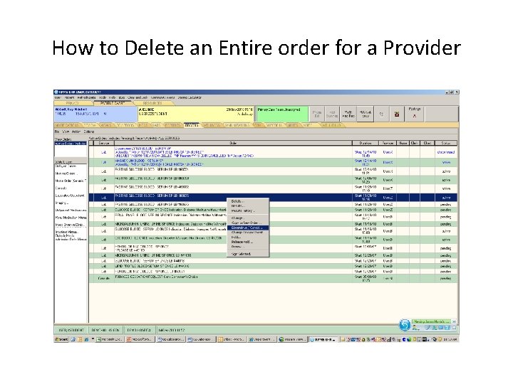 How to Delete an Entire order for a Provider 