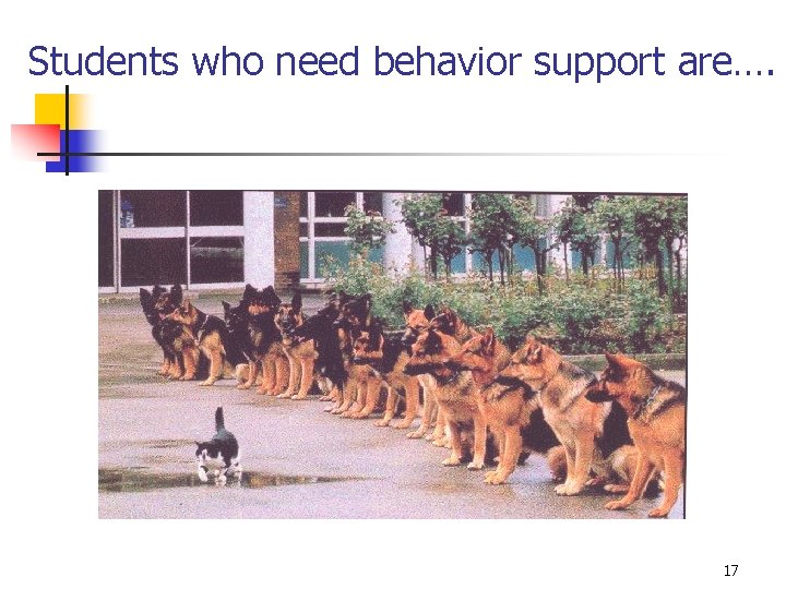 Students who need behavior support are…. 17 