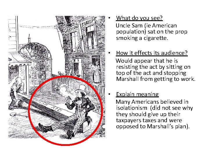  • What do you see? Uncle Sam (ie American population) sat on the