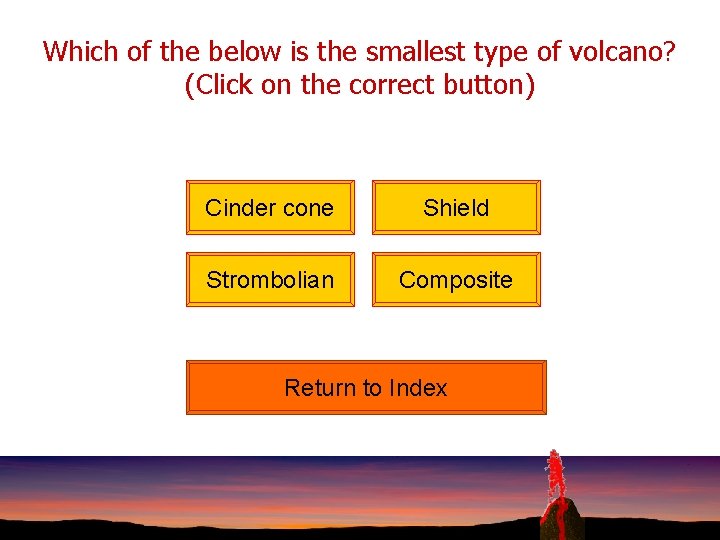 Which of the below is the smallest type of volcano? (Click on the correct