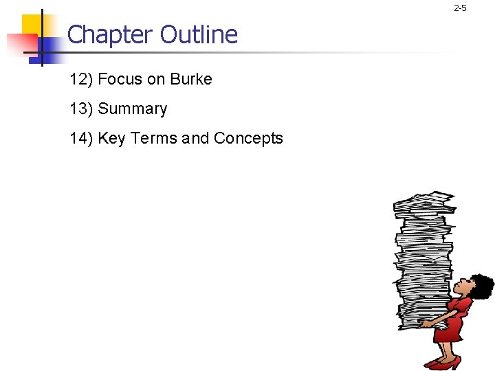 2 -5 Chapter Outline 12) Focus on Burke 13) Summary 14) Key Terms and