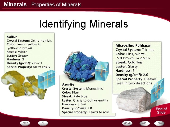 Minerals - Properties of Minerals Identifying Minerals 