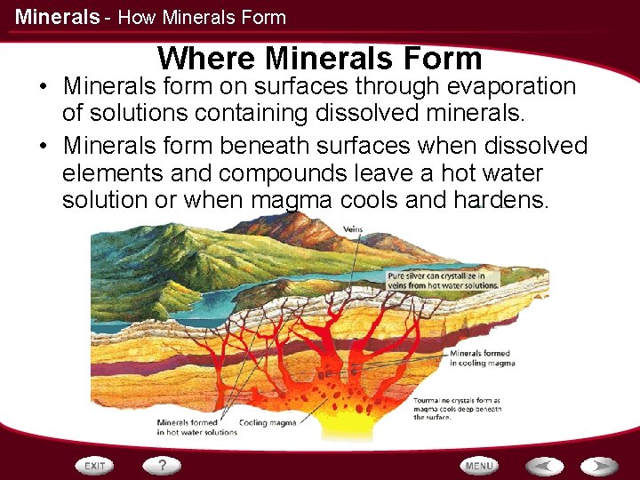 Minerals - How Minerals Form Where Minerals Form • Minerals form on surfaces through