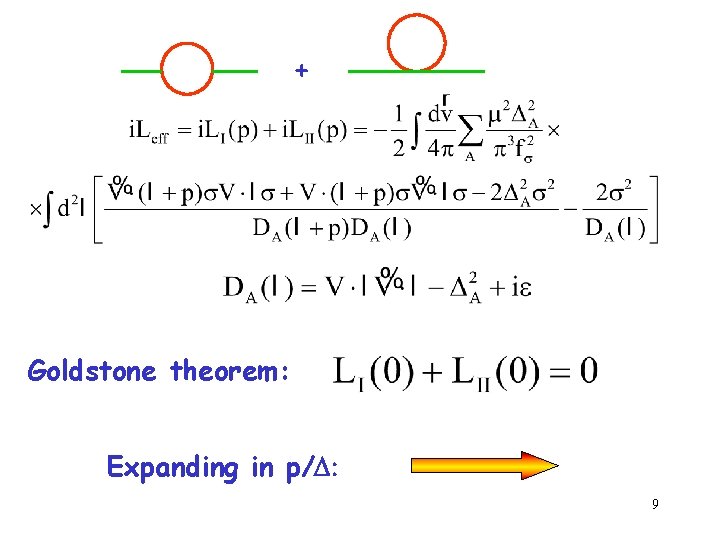 + Goldstone theorem: Expanding in p/D: 9 