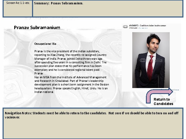 Screen 4 e: 1. 1 -etc. Summary: Pranav Subramanium Occupational Bio Pranav is the